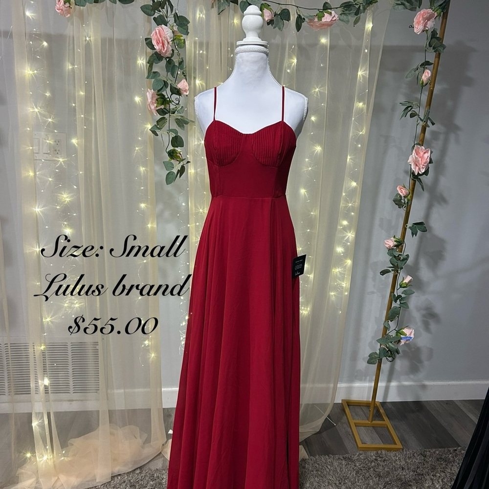 Lulu's Wine-Red Maxi Dress with Spaghetti Straps